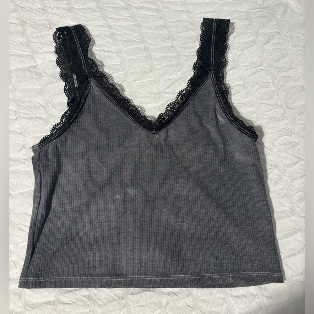 American Eagle Outfitters Charcoal Lace Trim Chemise
